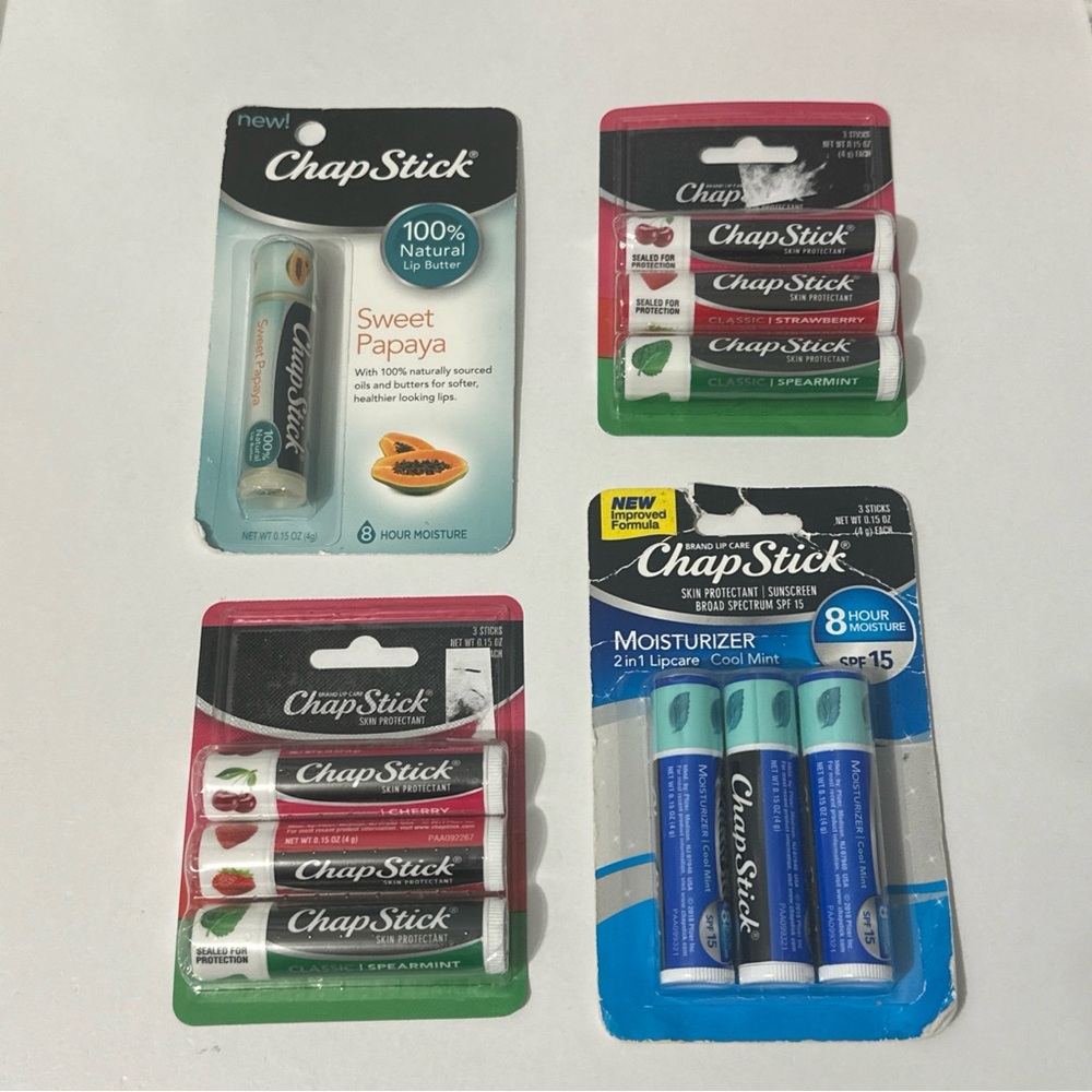 ChapStick Lip Balm Variety Pack - Sweet Papaya, Classic Cherry, Cool Mint
